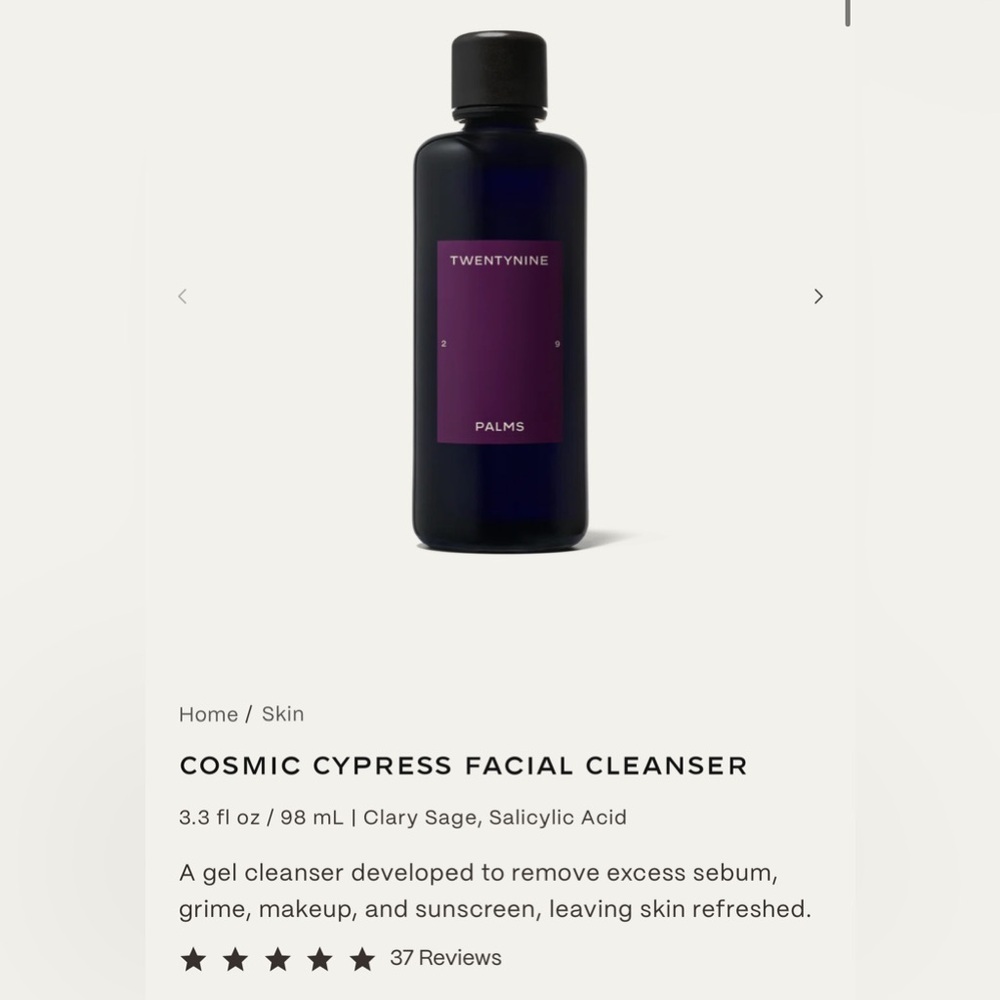 NIB Twentynine Palms Cosmic Cypress Facial Cleanser 3.3 fl oz
